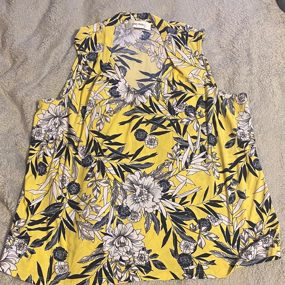 Jones Studio Yellow Floral Blouse